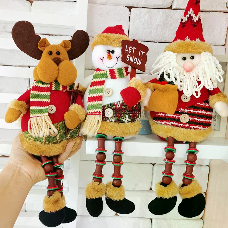Nuevas muñecas de Navidad, decoración de árbol, adorno de Año Nuevo, Reno, muñeco de nieve, Papá Noel, muñeca sentada, decoración, Feliz Navidad