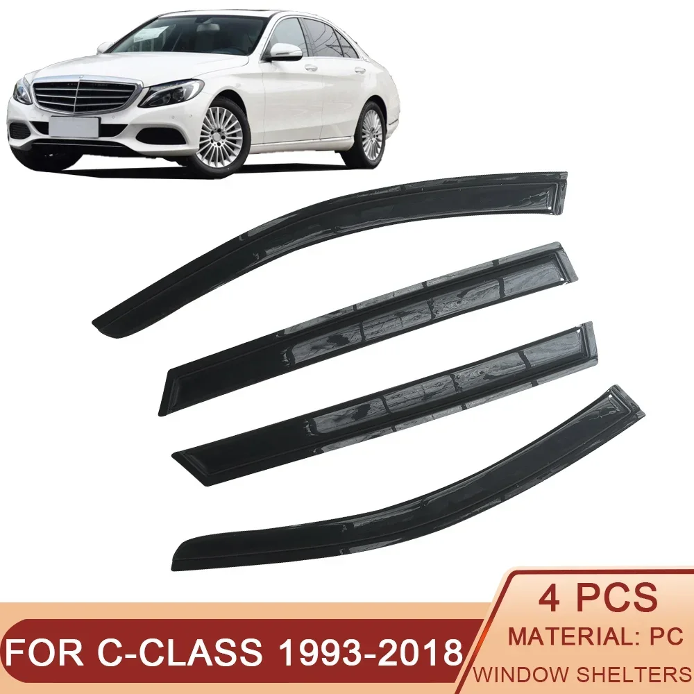 

Козырек для боковых окон Mercedes-Benz C-Class 1993-2018 W202 W203 W204 W205, автомобильные черные тонированные дефлекторы, защитный козырек для двери