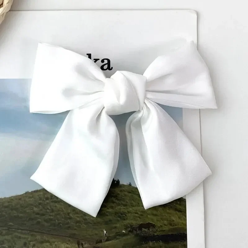 1pc Simple Satin Bow Hair Accessories Classic Section Hair Clips Black Wine Red Atmospheric Fashion High Feeling