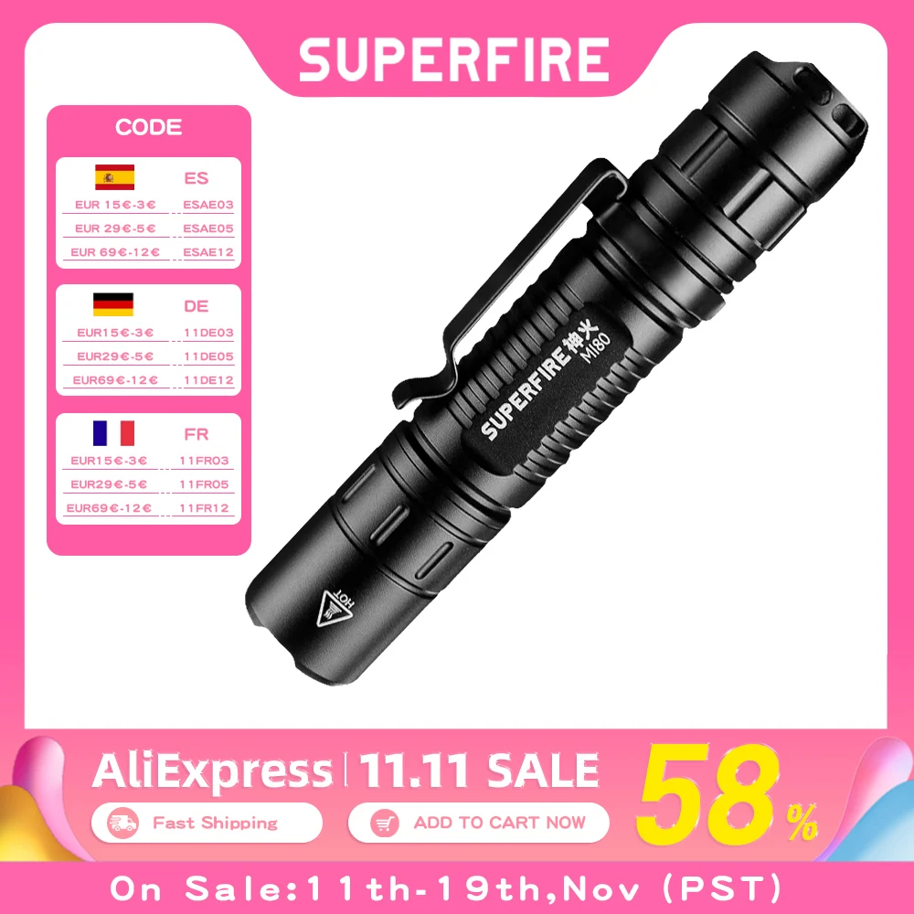 yZ[zSUPERFIRE MI80-S 15 bg EDC ͂ Led d 18650 obe[ 1100LM g[`|[^uLvނ胉^pIȉd