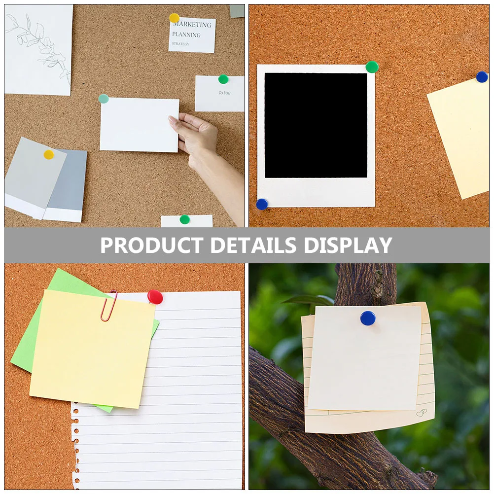 200 قطعة من دبابيس الدفع البلاستيكية الملونة ذات الرأس المستدير دبابيس عملية لتزيين المكتب والمنزل والمدرسة #6