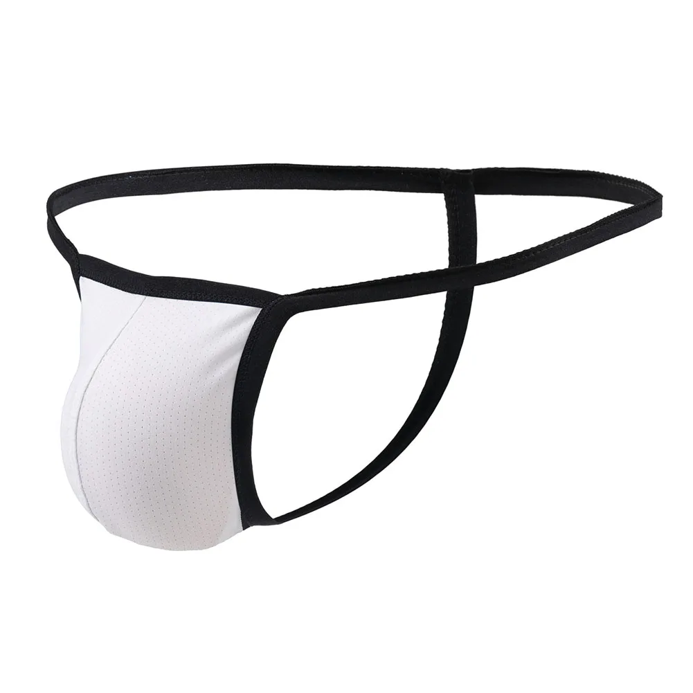 Sexy Thong Briefs Low Waist Thin Strap Men Breathable Mesh U Convex Pouch Underwear Panties Male Simple G-String
