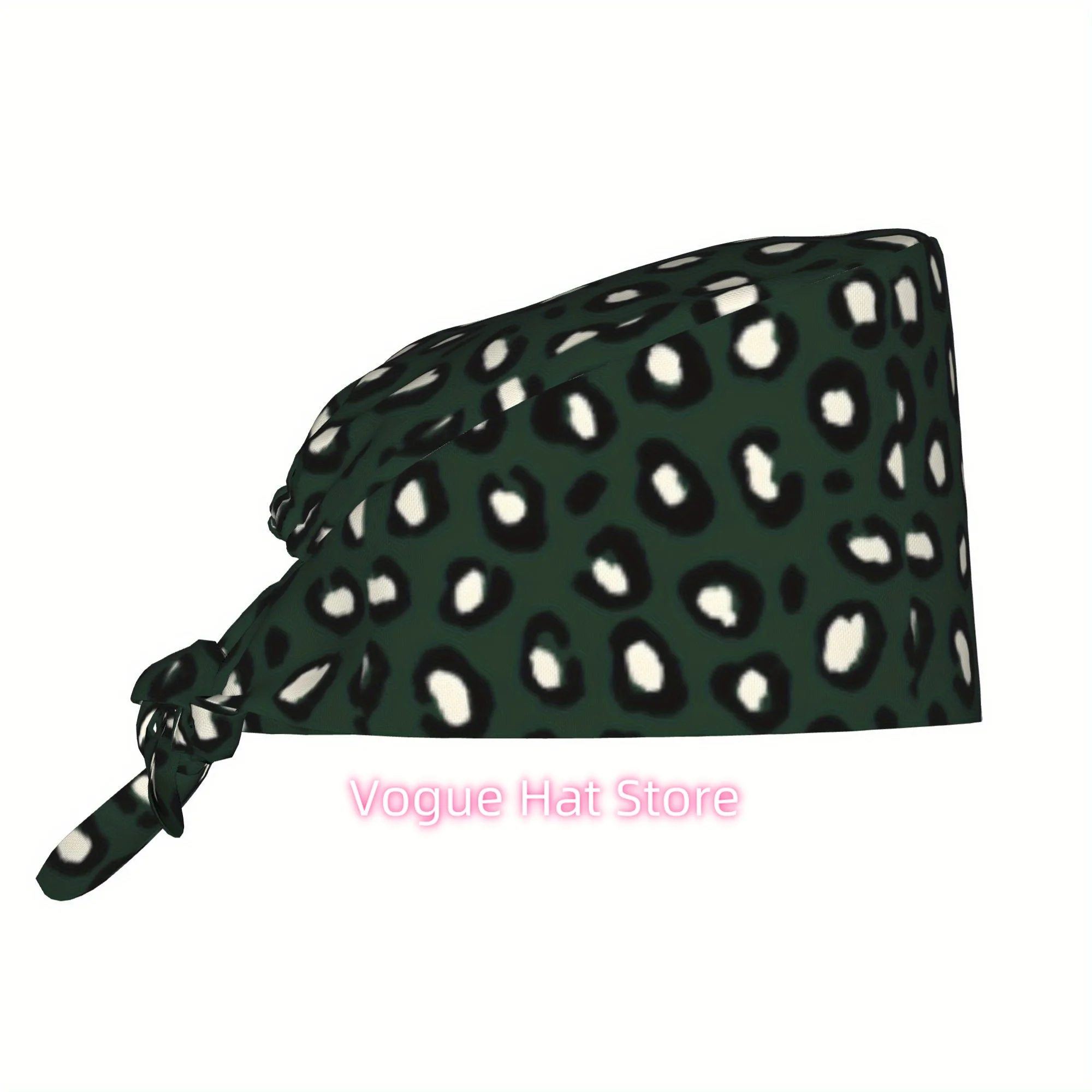 1pc of Unisex Stylish Work Cap with Leopard Print - a Lightweight Adjustable Skull Cap with a Tie-Back Design, Suitable for Nurs