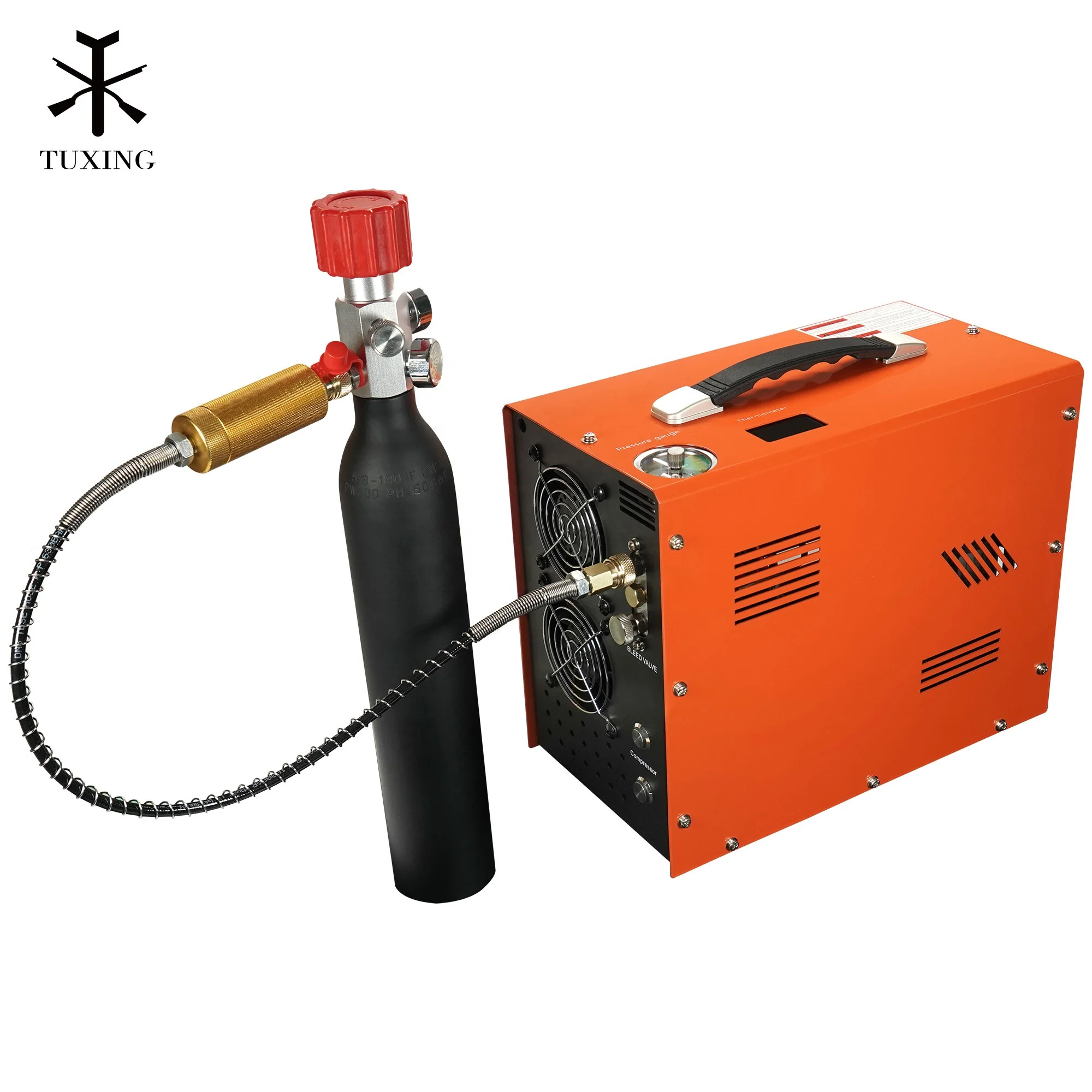 Double Cylinder 4500psi/300bar/30mpa No Water Oil 12V Car Battery Auto Stop    Tank  Air Compressor
