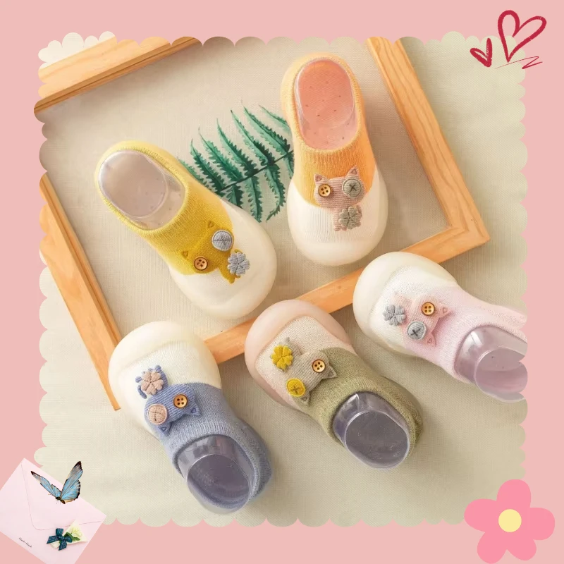 

New children's soft-soled anti-fall heel socks and shoes breathable baby cartoon doll toddler kindergarten