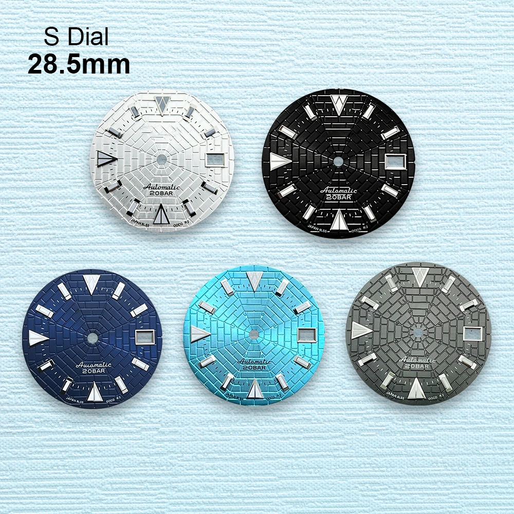 

28.5mm High Quality S Logo NH35 Dial Sunray Dial Suitable For NH35/NH36 Movement Spider Web Green Luminous NH35 Accessories