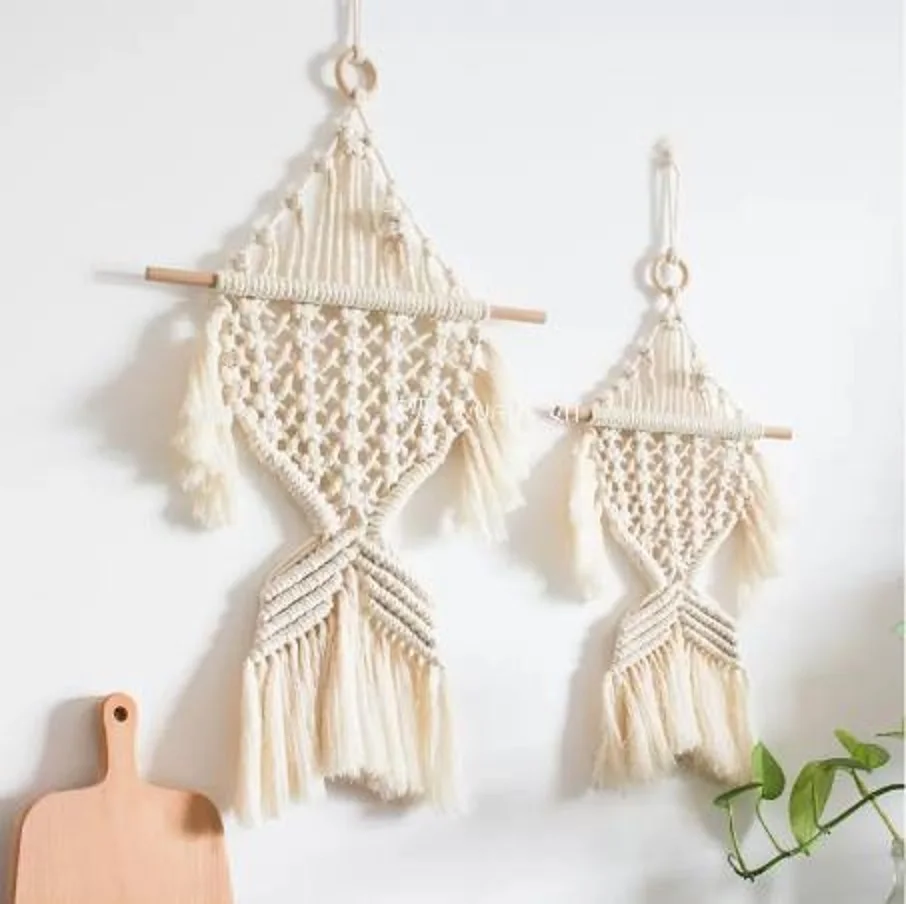 Bohemian Tapestry DIY Material Package, Nordic Handmade Woven Pendant, Macrame Rope Weaving