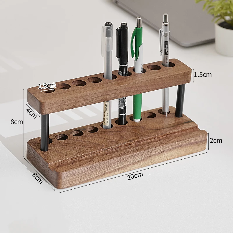 Multifunction Walnut Pens Holder Soild Wood Desktop Storage Organizer Phone Stand Creative Office School Accessories