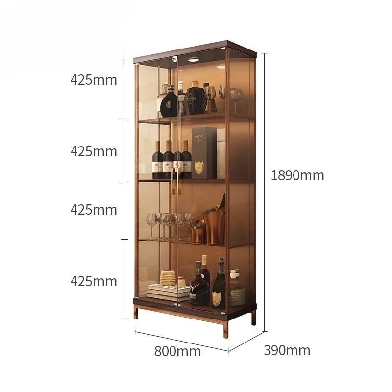 

Glass Wine Cabinet Wall Living Room Modern Minimalist Tempered Glass Light Luxury Locker