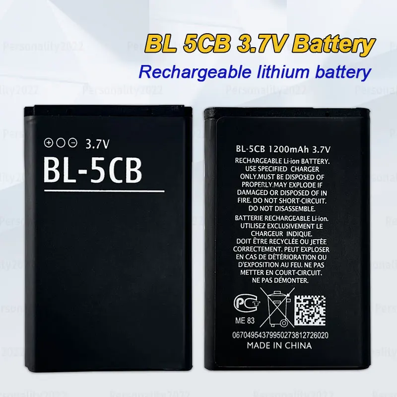 

BL-5CB Lithium Batteries 3.7V 1100mAh BL 5CB Rechargeable Cell for Nokia 105 106 107 1050 3100 5130 BL5CB Mobile Phone Battery