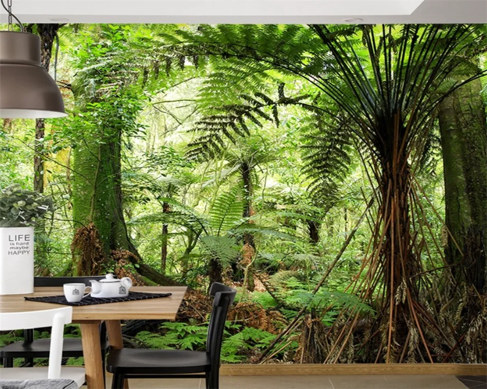 beibehang Custom modern new rainforest green plants Nature forest forest scenery restaurant bedroom background wallpaper