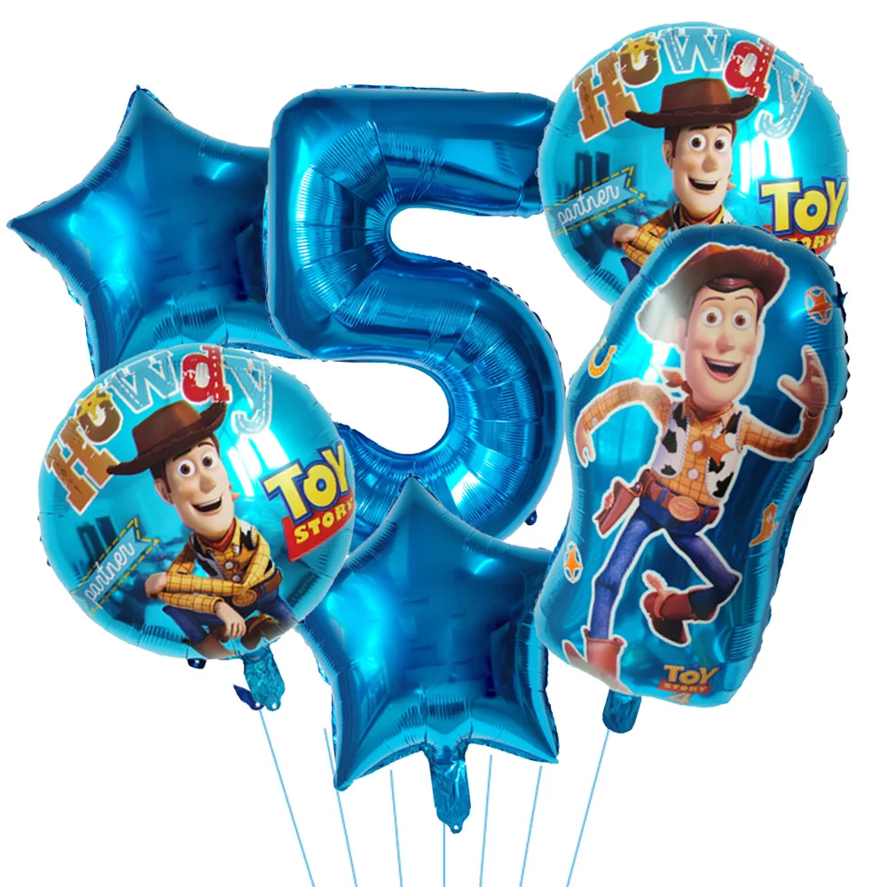 Disney Toy Story Buzz Lightyear Cartoon Foil Balloons 32inch Blue Number Baby Boy Blue Air Ballon Birthday Party Decor Kids Toys