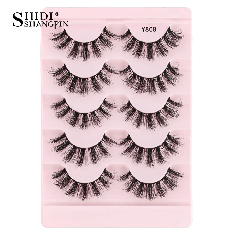 SHIDISHANGPIN-Extensão dos Cílios Suave Segmentada, 3D Mink Lashes, Natural Fluffy, Faux Cils Maquiagem, reutilizável, 3 Pares, 5 Pares, 10 Pares