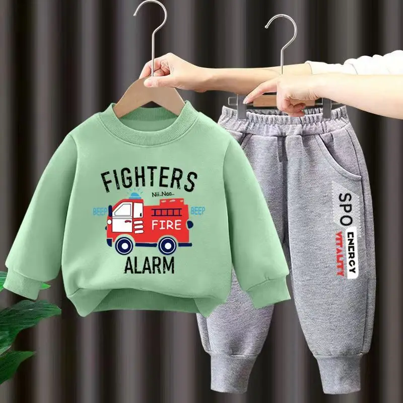 

Autumn Kid Boy Clothes Set Children Girls Car Printed Sweatshirts Pullover Top And Pants 2pcs Suit Baby Top Bottom Tracksuits