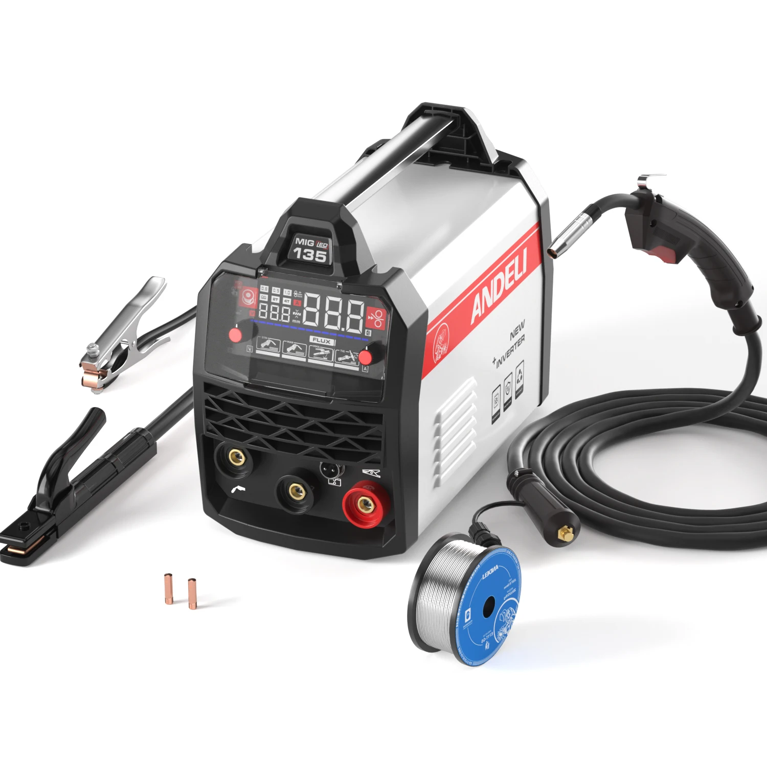 

ANDELI 2025 New Arrival 110V 220V MIG-135 LED Mig MMA Flux Mig Welding Machine