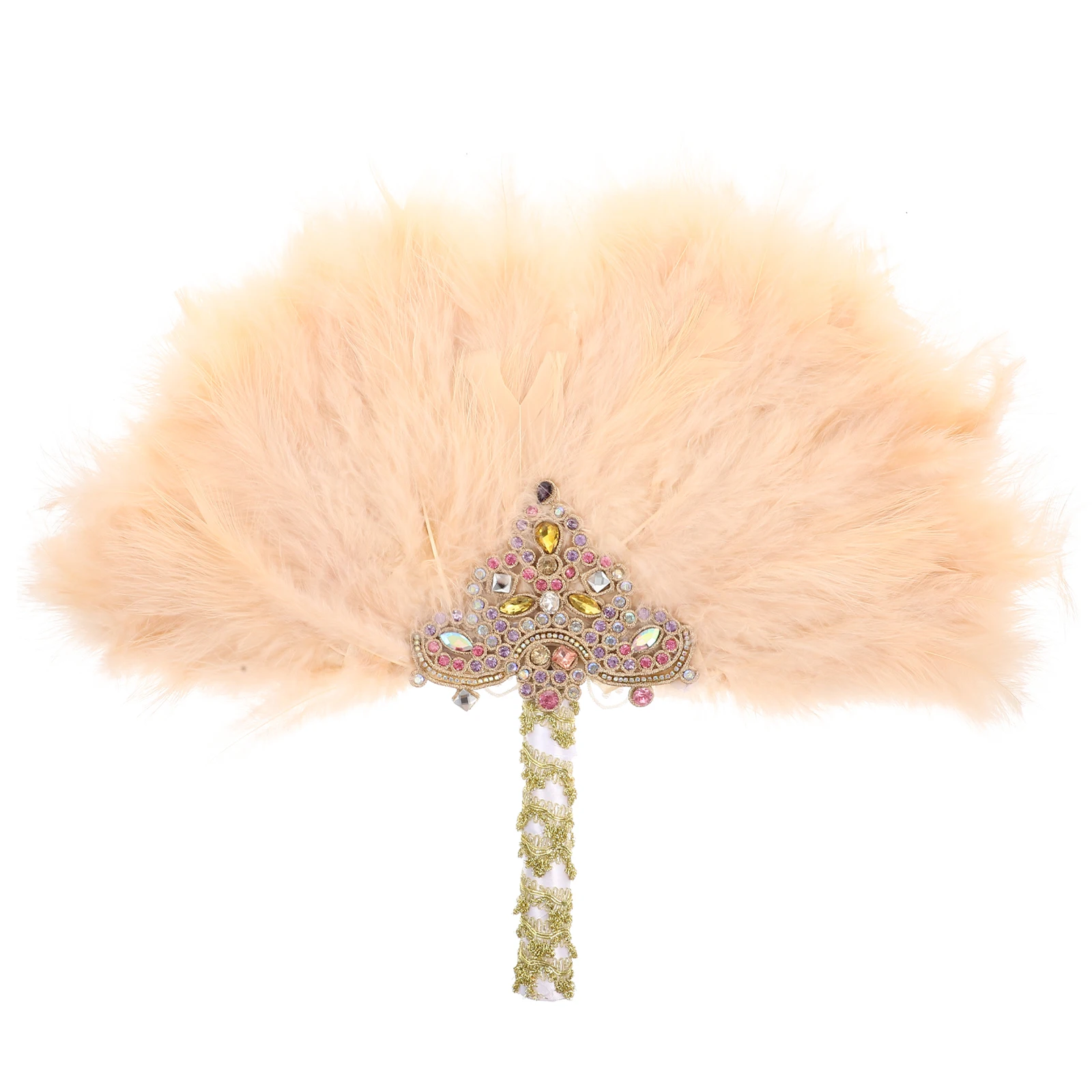 

Colored Diamond Decorative Fans Beige Wedding Party Bridesmaid Handheld Rhinestone Stage Prop Ornament Bride Women