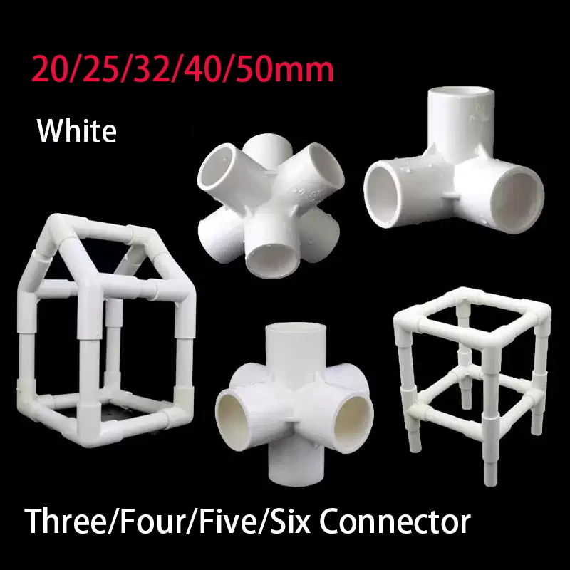 1-10pcs 20/25/32/40/50mm PVC White 3/4/5/6-Way Three-Dimensional Connector Home Garden Irrigation Hose Fittings Water Connectors