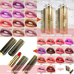 2Pcs Pink Red Glitter Matte Lipstick Set Kit Long Lasting Matte to Lip Glitter Metallic Sparkle Glossy Permanent Lipsticks