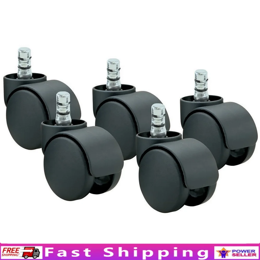 

Noiseless Chair Mat Casters Set of 5 Soft Polyurethane Wheels Quiet Mobility Dual Grip Ring Technology 120 lb Weight Rating