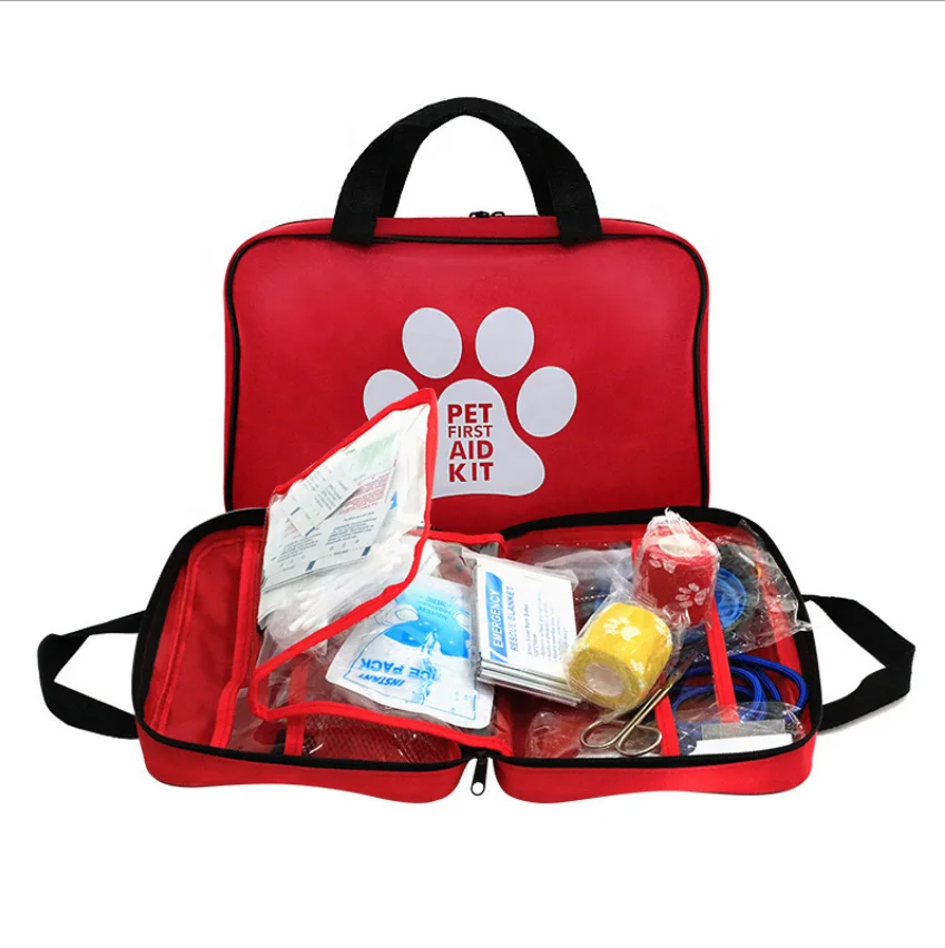 

Customized 50 Pcs Set Pet First Aid Kit Cases for Dogs Emergency Care Guide Included Pet Dog First Aid Kit