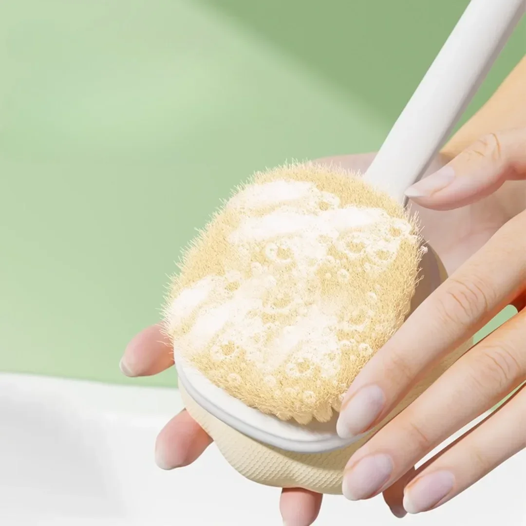 1 قطعة فرشاة حمام مزدوجة الوجهين تنظيف مقبض طويل لينة الفراء حمام فرشاة تنظيف منشفة مزدوجة الغرض التقشير أداة فرك الظهر #3