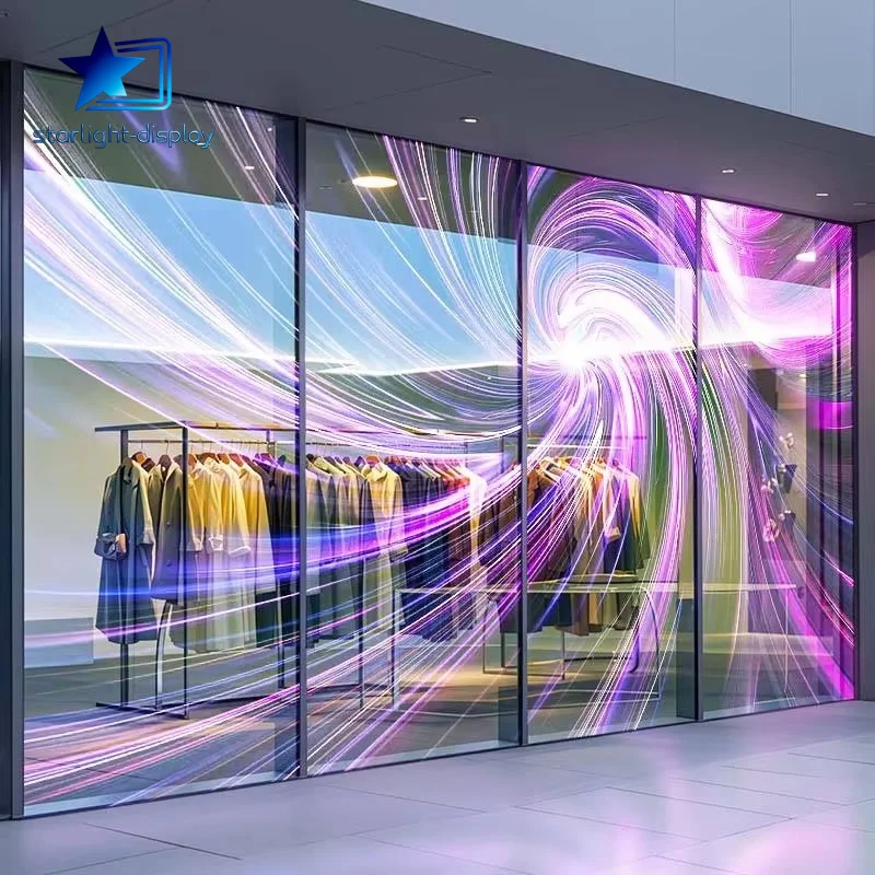 Customized indoor Flexible Led Crystal Film Screen Full Color Transparent Led Flexible Display