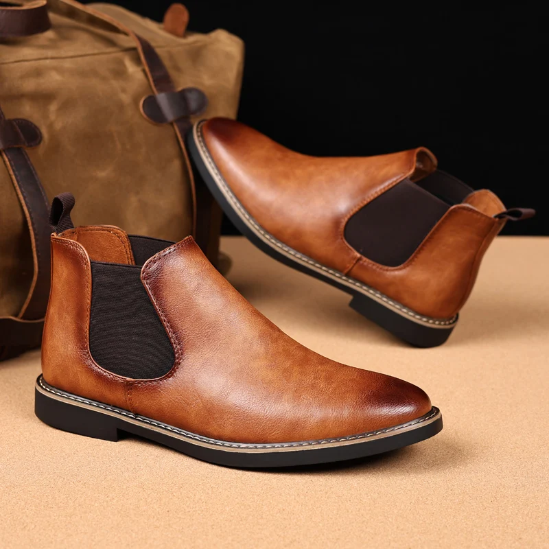 40~46 Herren Chelsea Boots Marke Retro Bequeme Modische Herren Stiefeletten
