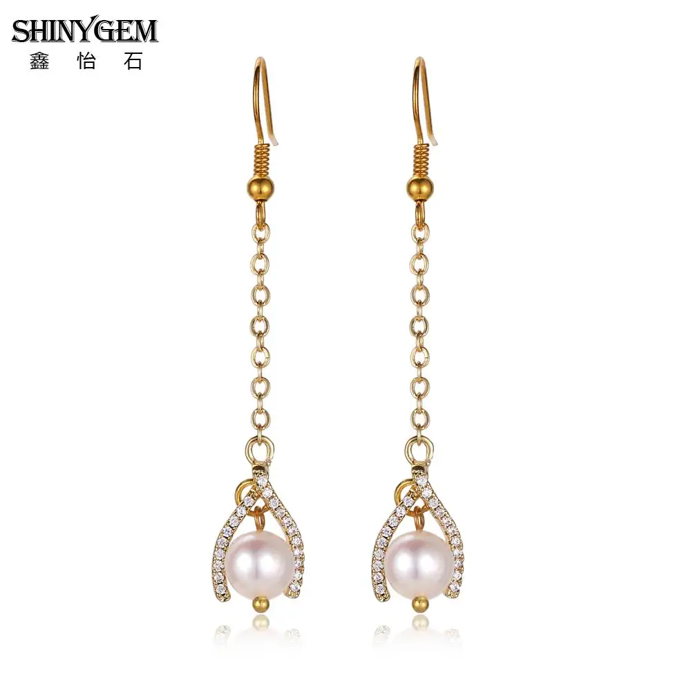 

SHINYGEM Natural Freshwater Pearl Earrings Paired with Micro Set Zirconia 24k Copper-Gold Plated Earrings 2026 Trend Valentines