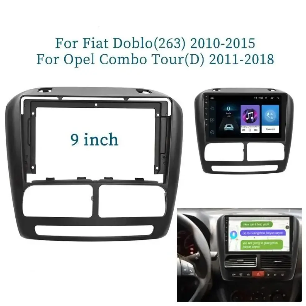 Car 9 Inch Radio Fascia For 2010-2015 FIAT DOBLO (263)/ 2010-2015 OPEL COMBO TOUR (D) Frame Android 2Din MP5 Player Stereo Panel