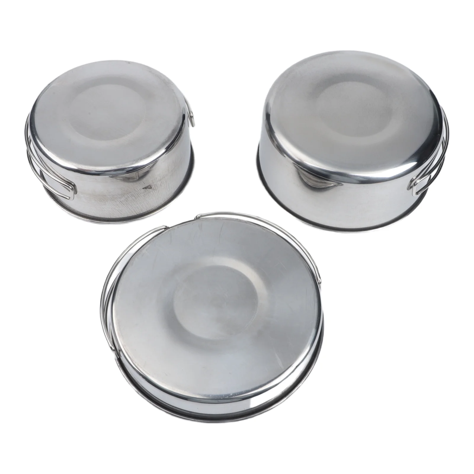 

13.0CM D, 1.8CM H Stainless Steel Pots Foldable Camping Cooking Gear Portable Cooking Set Wear-resistant Material