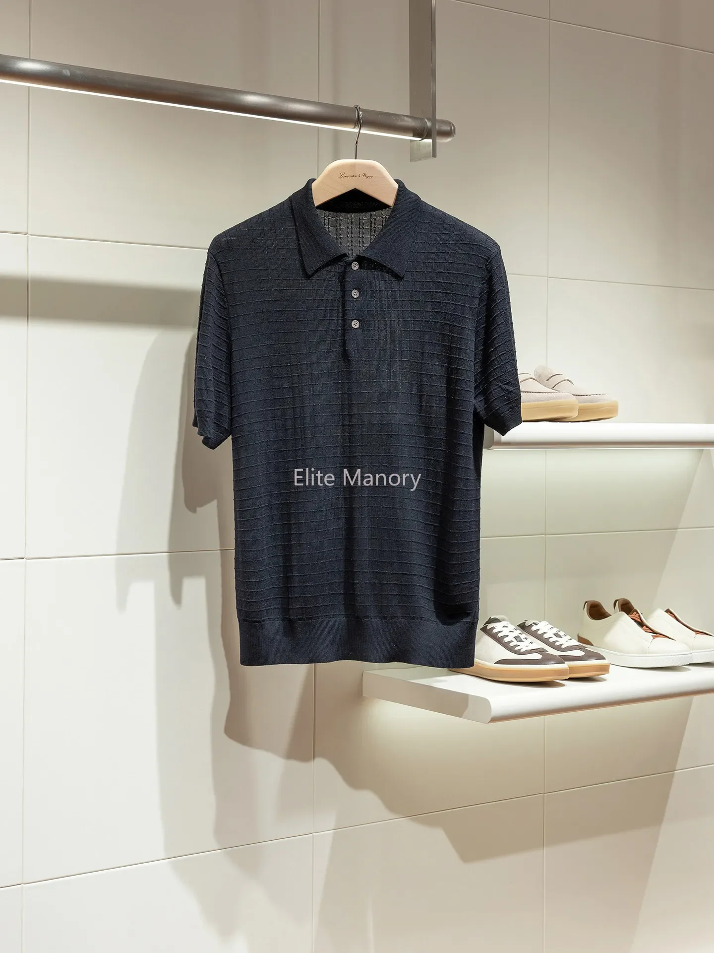 [High luxury stunner] Skin-friendly mulberry silk cashmere Lyocell blended, old money lapel collar short-sleeved POLO shirt