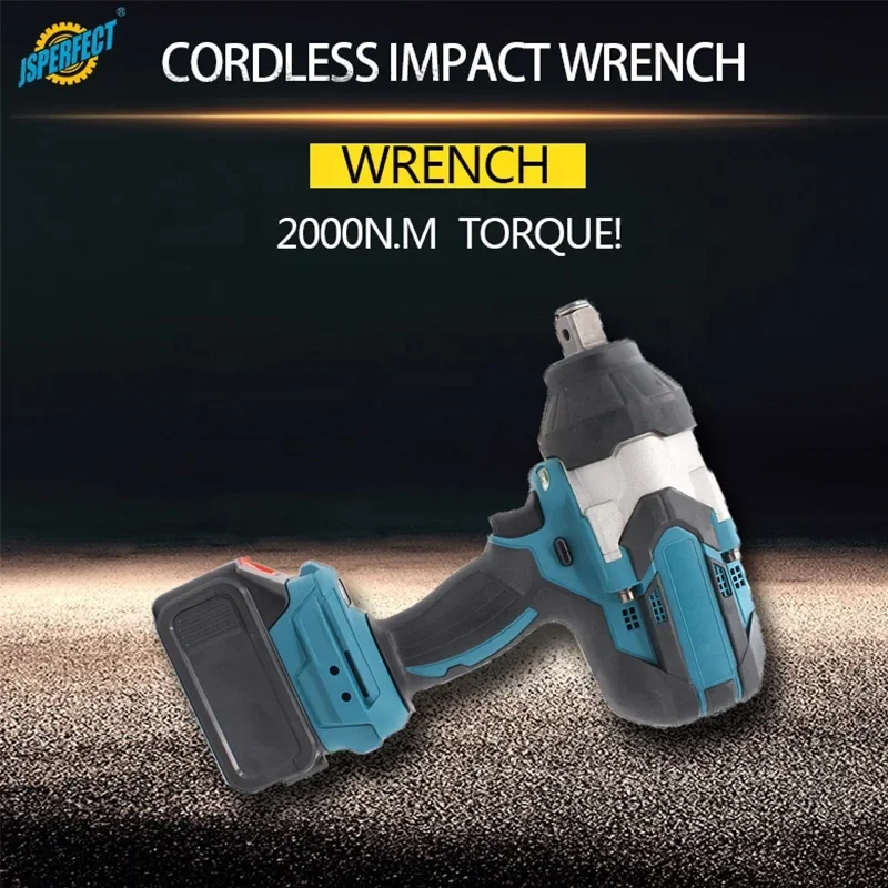 JSPERFECT high quality professional brushless 3/4 19mm cordless impact power wrench 2000 nm