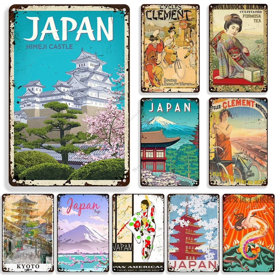 Japan Metal Tin Sign Metal Poster Decorative Plate Vintage Metal Plaque Home Bar Wall Decor Travel Metal Plate Industrial Decor