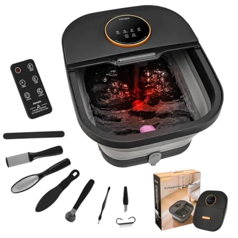 

Foot Spa Bath Massager with Heat Bubble Temperature Control Remote Control Touchscreen Pumice Stone Pedicure Foot Spa Gift for