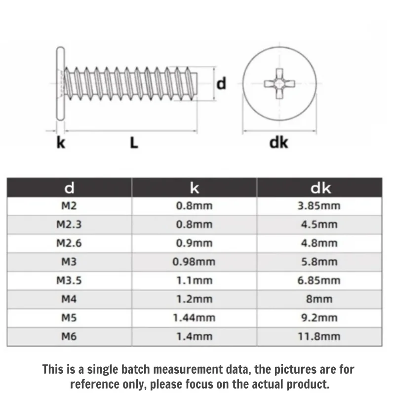 M2 M2.3 M2.6 M3 M4 M5 M6 Flat End 304 A2 Stainless Steel Cross Phillips Super Ultra Thin Flat Wafer Head Self-tapping Wood Screw