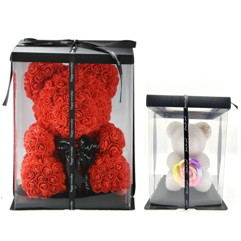 Wholesale 25cm 40cm 60cm PE Foam Valentine's Day Gift Box Artificial Teddy Rose Bear