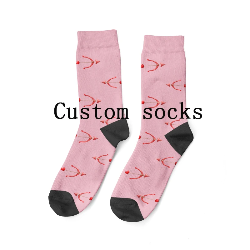 Romantic personal custom avatar printed socks men and women love arrow cotton stockings DIY design compression socks