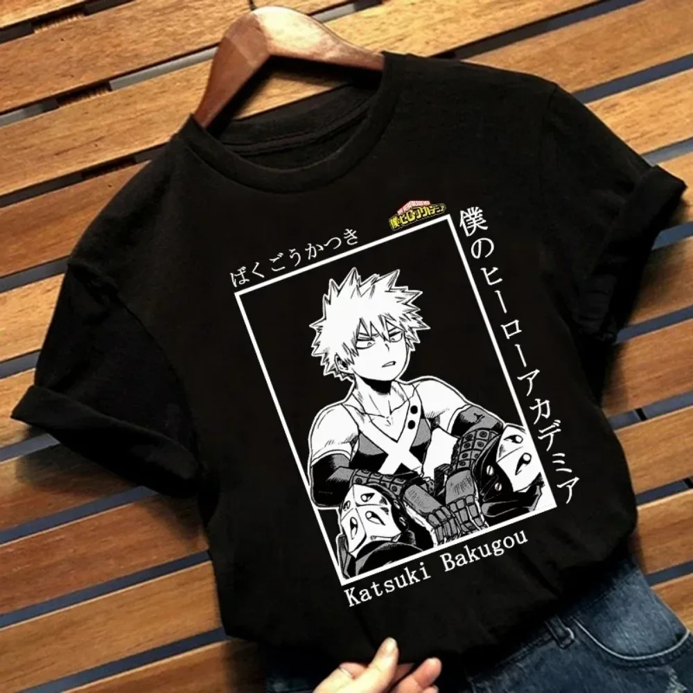 My Boku No Hero Academia Katsuki Bakugou Print Harajuku Top Women\'s T-shirt Casual Ladies Basic O-collar Short Sleeved T-shirts