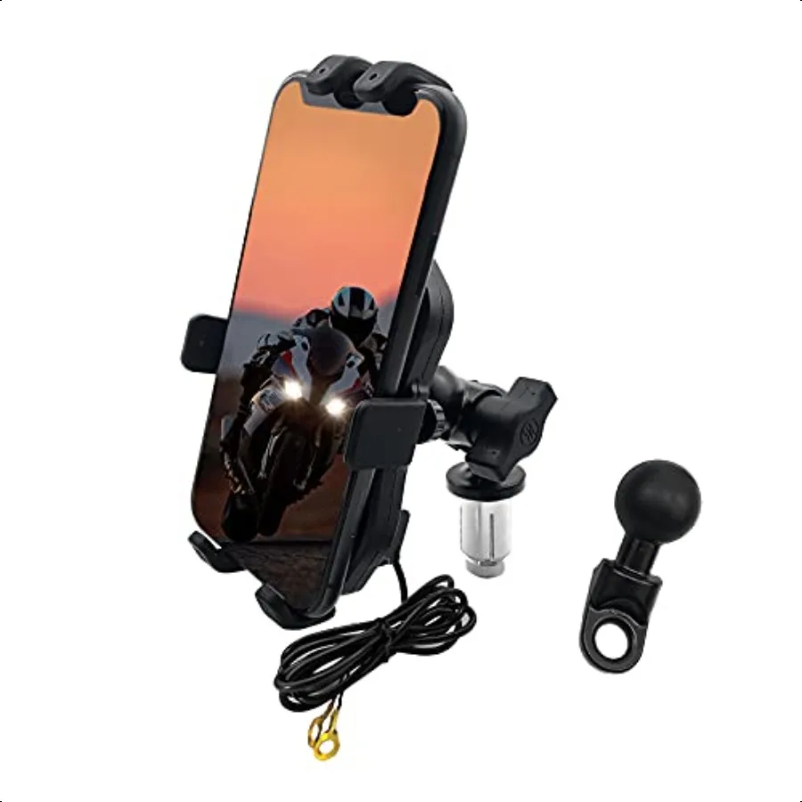 

Motorcycle Phone Mount with Charger GPS Navigation Bracket Mobile Phone Holder Fork Stem for Suzuki Hayabusa GSXR 600 750 1000