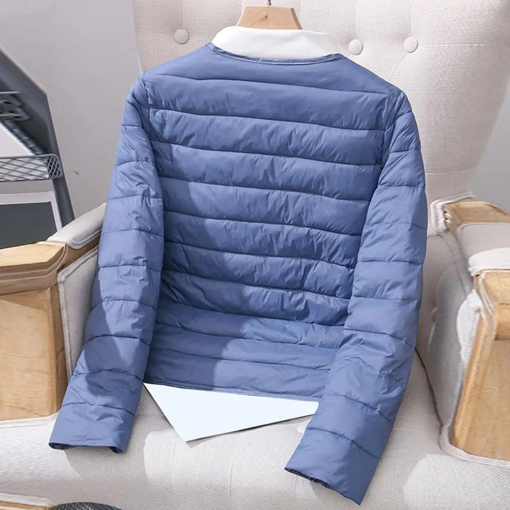 Winter Women Cotton Jacket Solid Color Cardigan Single-breasted Padded Coat Soft Lightweight Cold Resistant Lady Down Coat