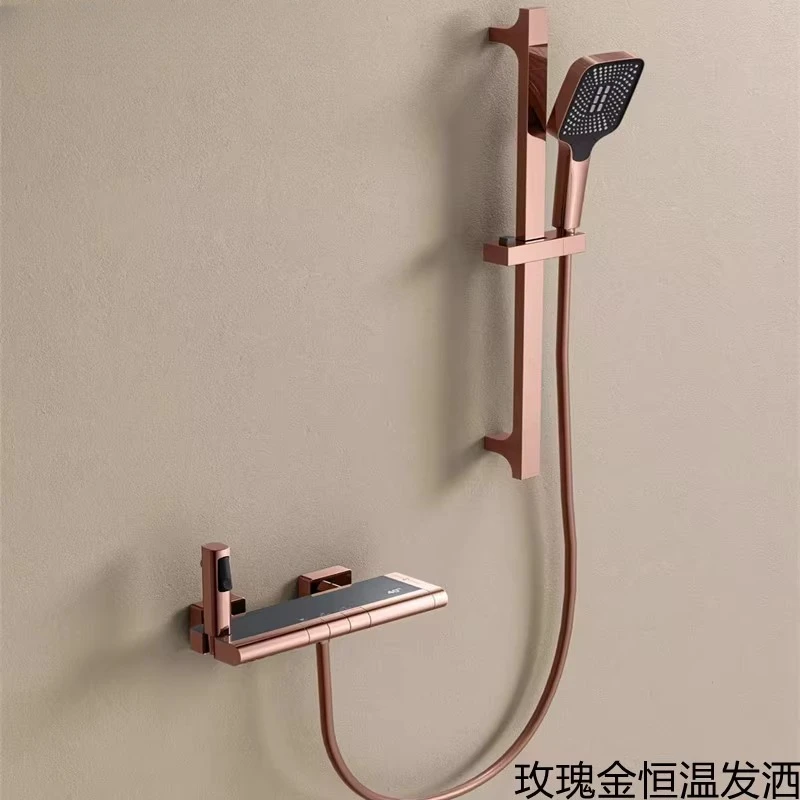 copper constant temperature digital bathtub storage waterfall shower booster shower set