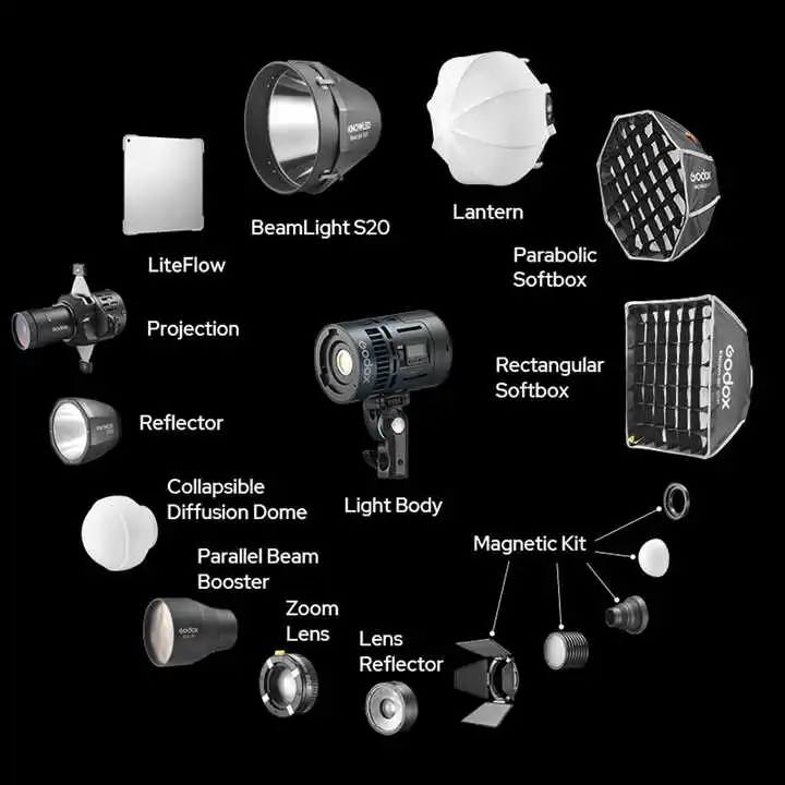

RS60R 60W RGB Color LED Lighting for Film & Video Shooting 1800 to 10000K CRI95+ 14 Effects for Broadcast Video Production