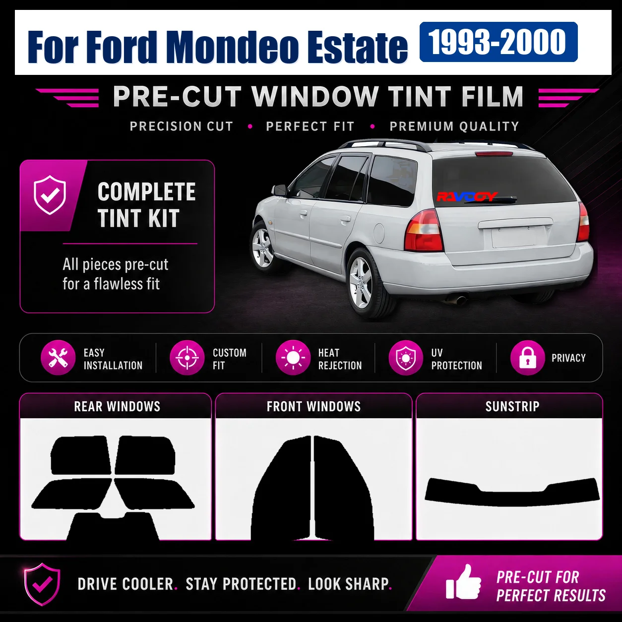 For Ford Mondeo Estate 1993-2000 Tinted Complete Window Sun Shade Film DIY Install Kit