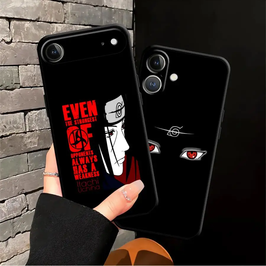 حافظة لهاتف آيفون XS Max XR 13 12 11 17 Pro Max 7 8 17Air 15 16 14 Plus غطاء هاتف ناعم أسود أنيمي N-Narutos