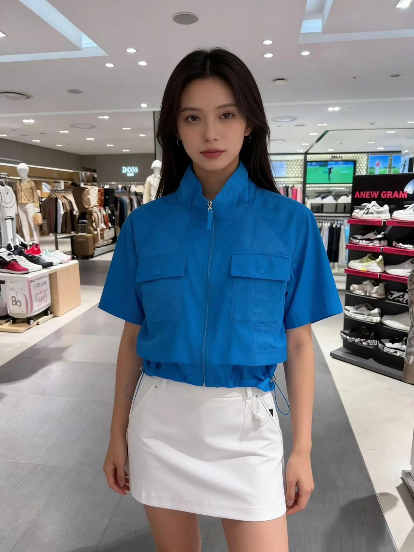 New Women's Short-Sleeve Zipper Jacket for Golf—Loose-Fitting, Casual, and Versatile