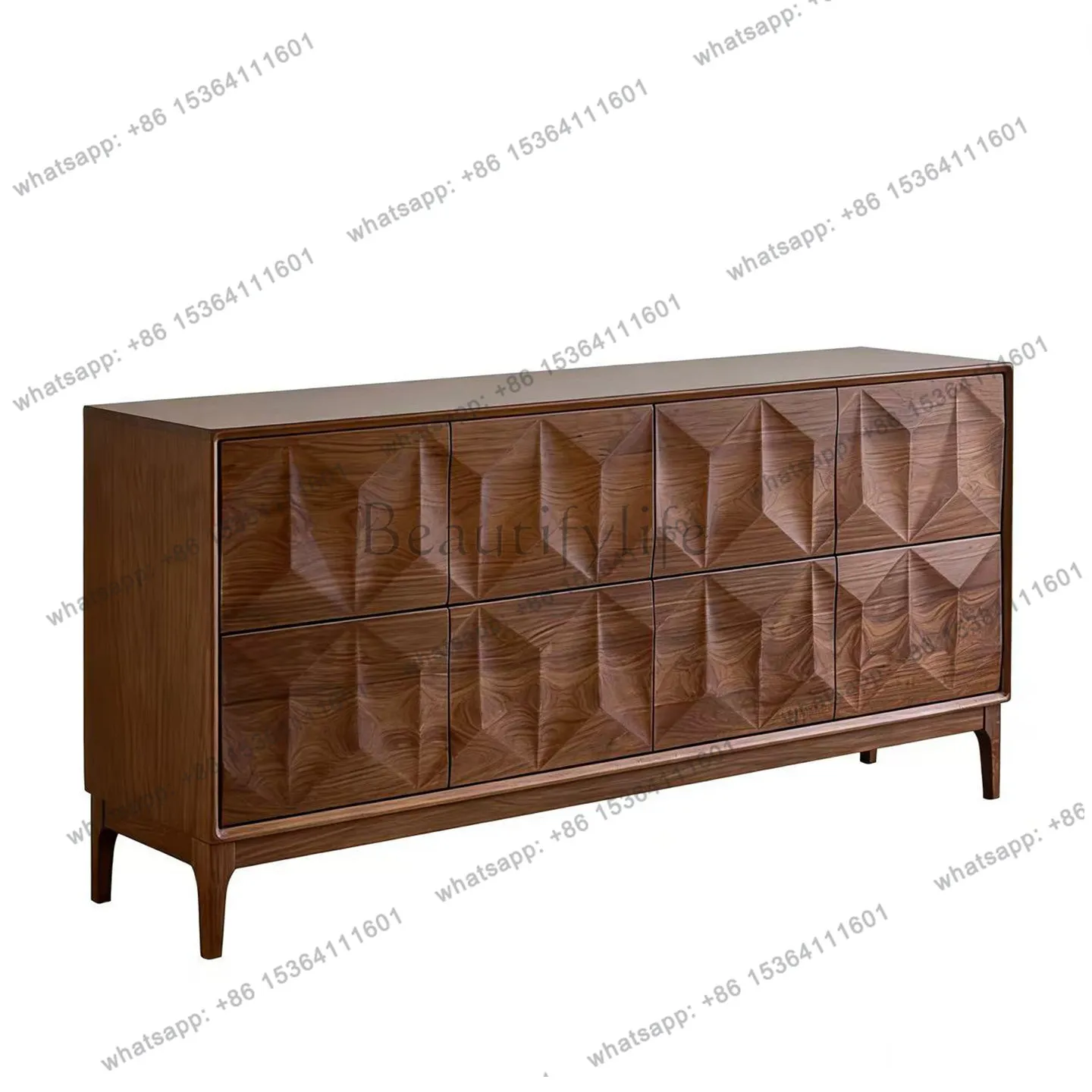 YJ North American black walnut diamond side cabinet solid wood entrance bedroom bedside cabinet
