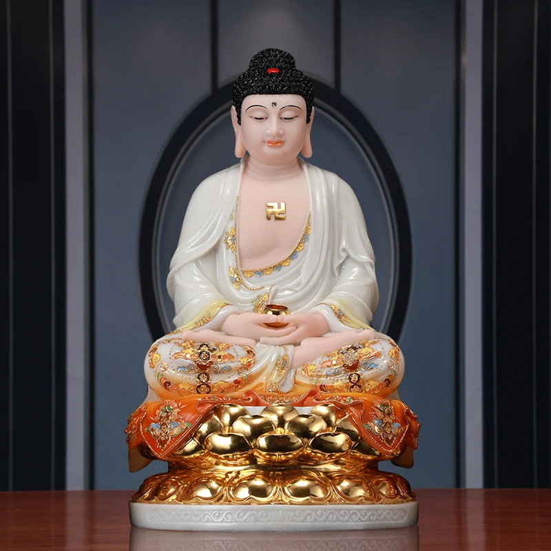 30cm large High grade jade color gilding Sakyamuni Buddha statue Buddhism Amitabha Buddha HOME shrine Effective protection