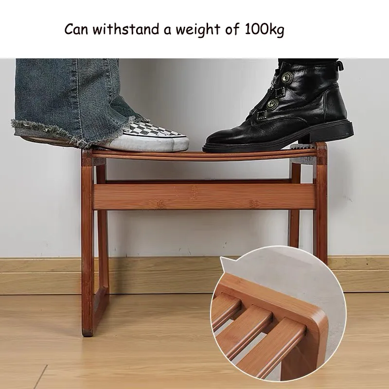 Taburete cambiador de zapatos de estilo chino, reposapiés hecho de madera de bambú, bloque de asiento para niños, taburetes para sala de estar,