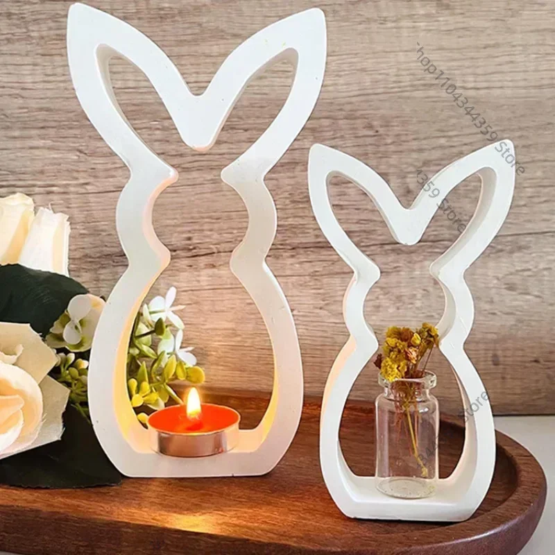 

Easter Hollow Rabbit Ornament Silicone Mold Cute Rabbit Shape Candle Mold Candle Easter Eggs Holder Plaster Decoration Mold