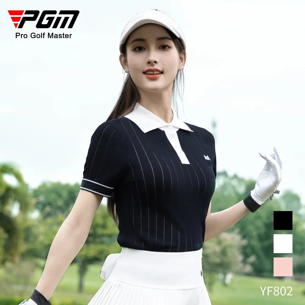 PGM Women Golf Spring Summer T-shirt Tennis Polo Sports Top Clothes YF802